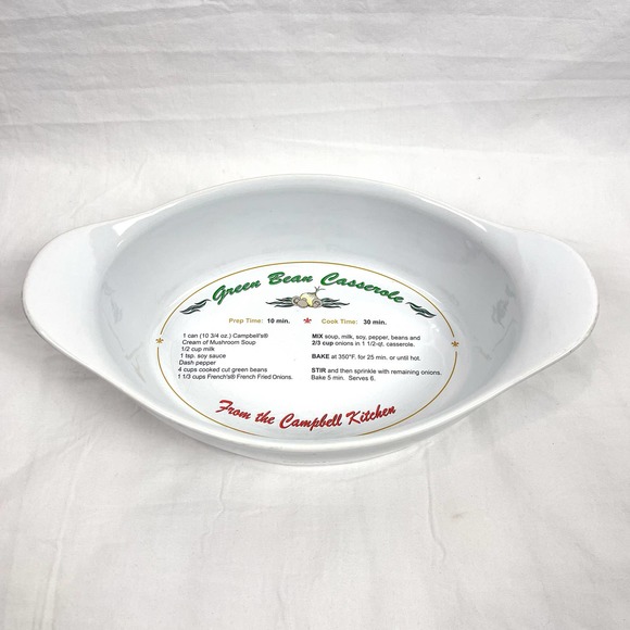 A.Aronson Other - Campbells Green Bean Casserole Recipe Oval Baking Dish Holiday 2004